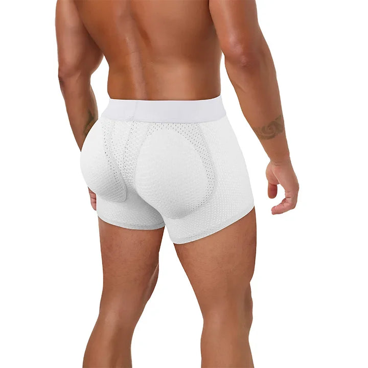 Men's Sexy Boxer Fake Butt Hip Lifter Enhancer Short Removable Padded Underwear Soft Shapewear High Stretch Underpant Mesh Brief