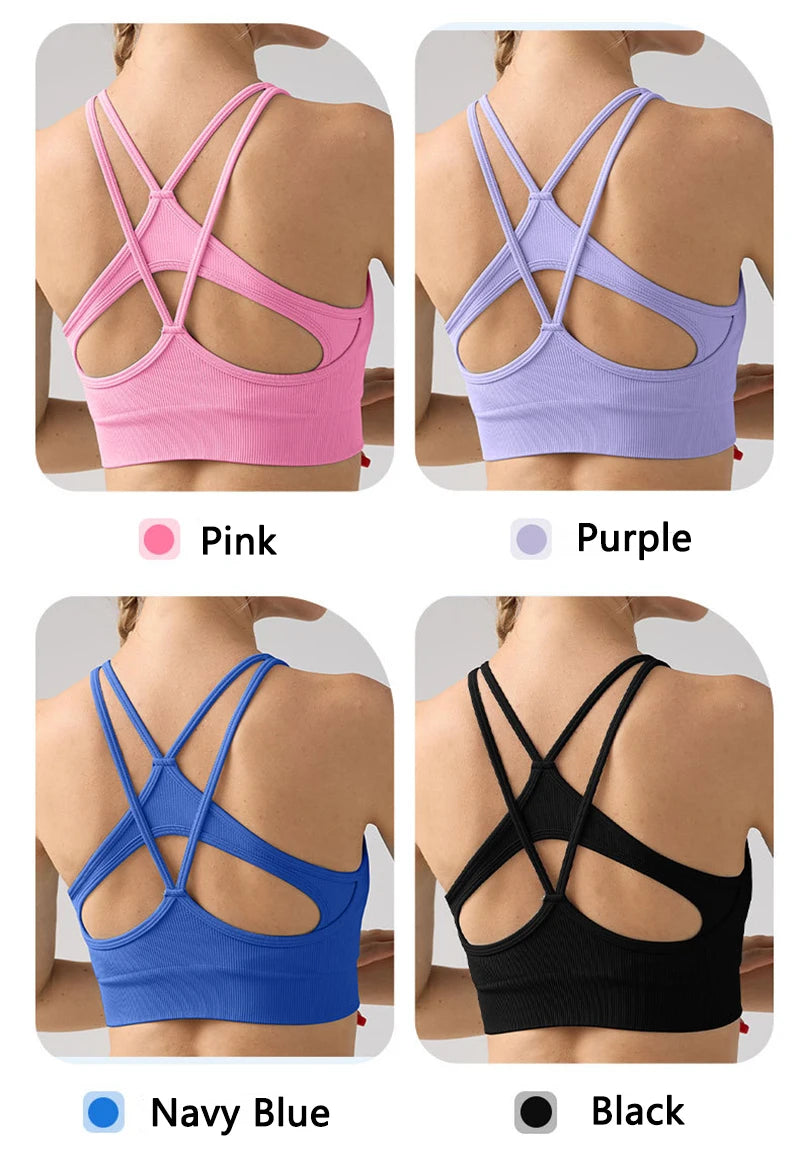 Fitness Sports Underwear Cross Back Non-slip Straps Anti-sagging Three-dimensional Breast Pads Body Shaping Yoga Exercise