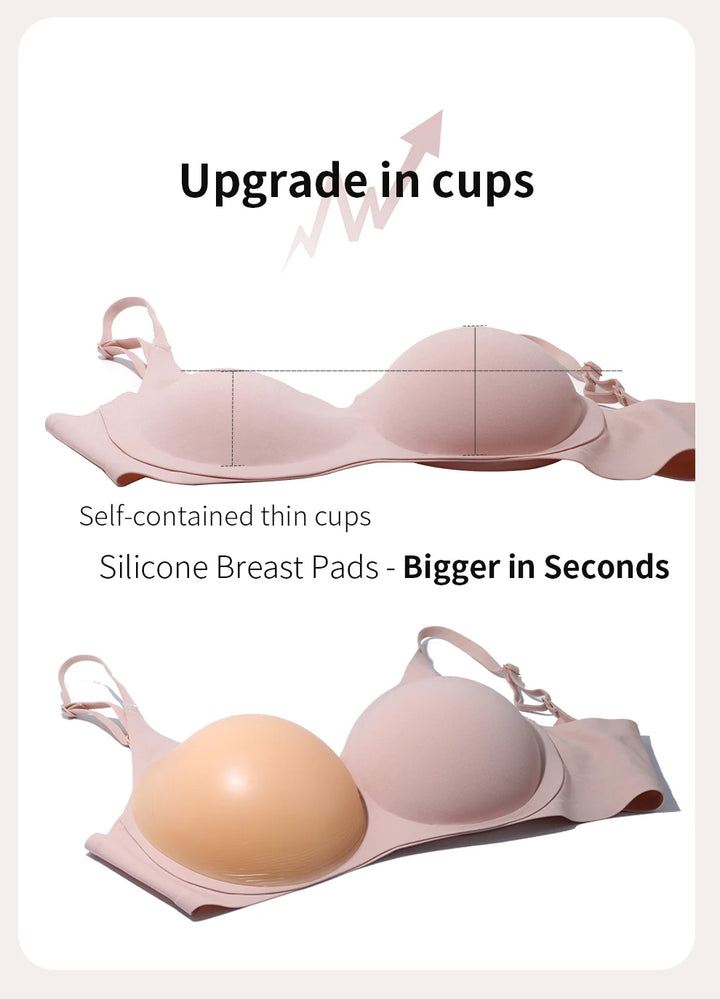 Large 2 In 1 Silicone Breast Pocket Bra Underwear Small Chest Becoming a Big Chest Pad Simulation Cartoon Chest Seamless