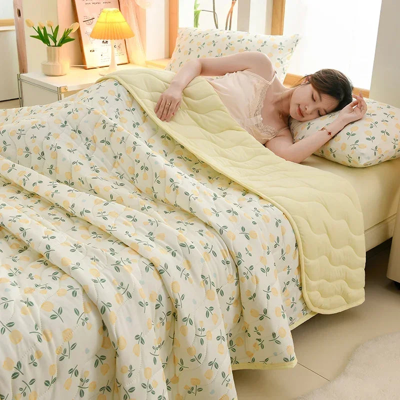 New Florals Spring Summer Blanket for Single Double Soft Skin-friendly Quilt Breathable Comfortable Air Conditioning Comforter