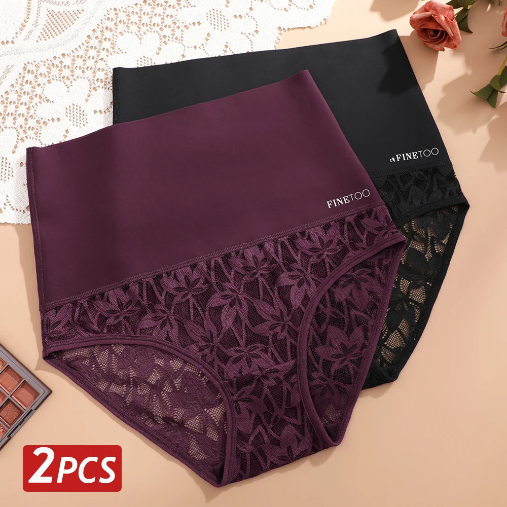 2PCS/Set Women High Waist Shapewear Panties Seamless Slimming Briefs Female Butt Lifter Tummy Underwear Hollow Breathable Panty