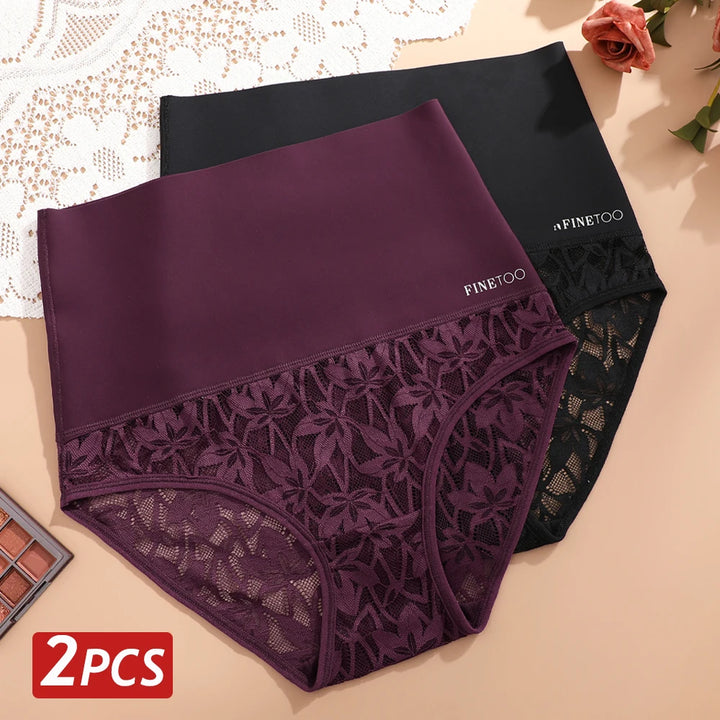 2PCS/Set Women High Waist Shapewear Panties Seamless Slimming Briefs Female Butt Lifter Tummy Underwear Hollow Breathable Panty