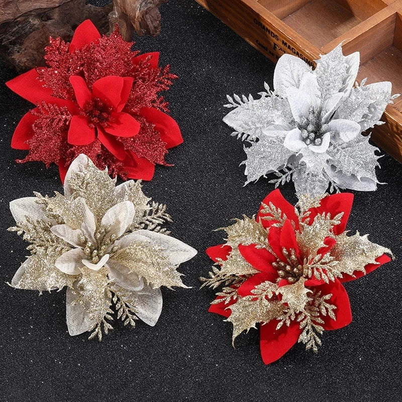Artificial Glitter Christmas Flowers