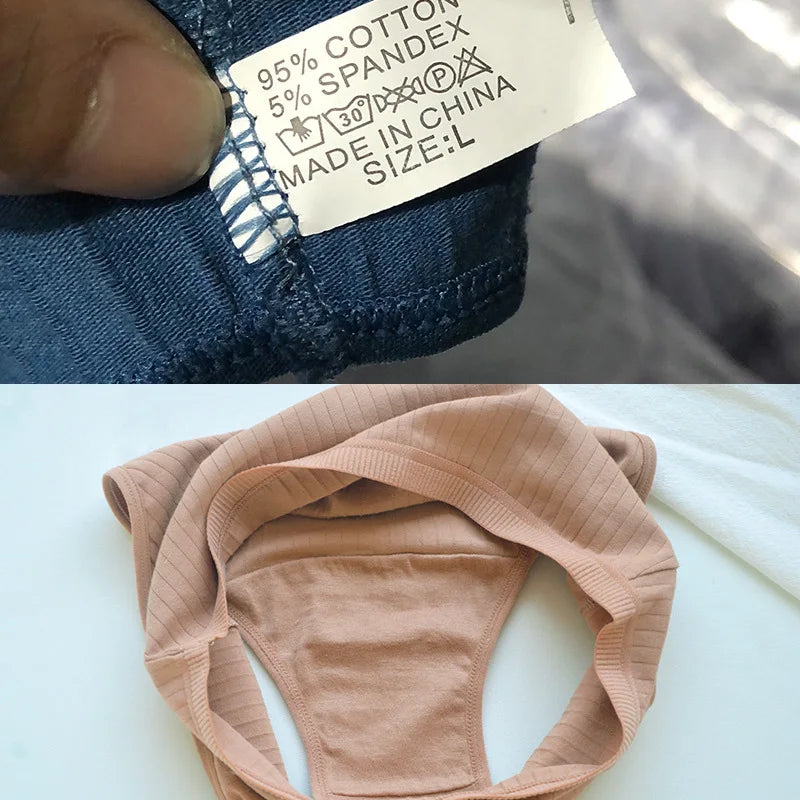 Women's High Waist Cotton Underwear Panties Striped Knitted Soft Breathable Underpants Intimate Lingerie Female Briefs Woman