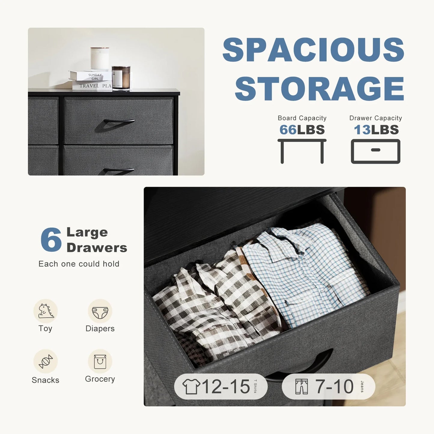 JHK Fabric Nightstand for Bedroom