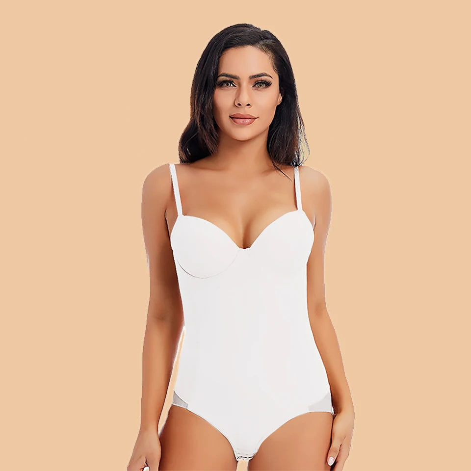 Underwire White Bodysuit Women Shapers Stretch Solid Color Silky Underwear Shapewear