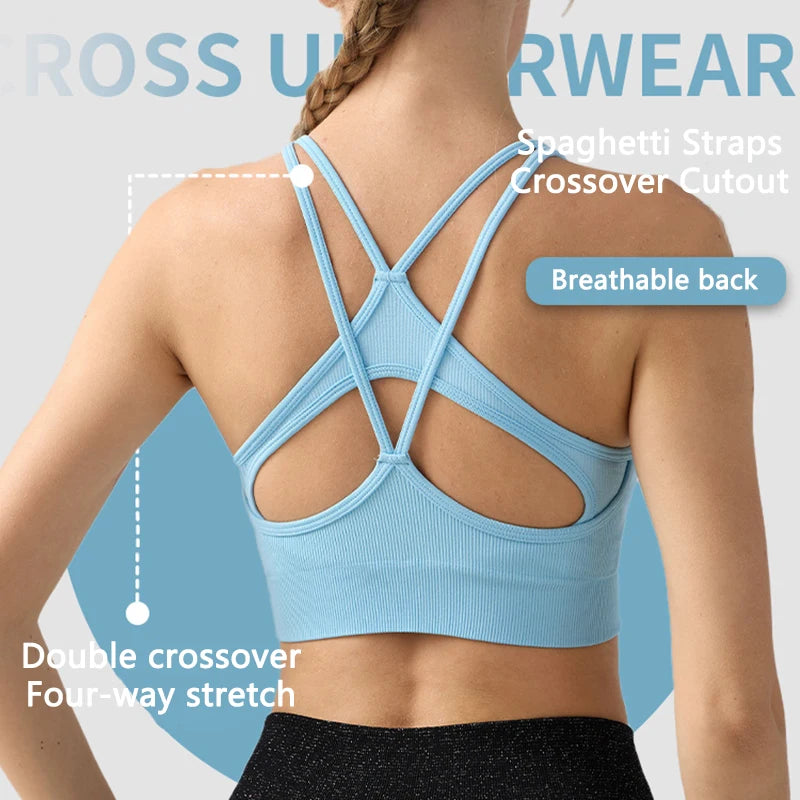 Fitness Sports Underwear Cross Back Non-slip Straps Anti-sagging Three-dimensional Breast Pads Body Shaping Yoga Exercise