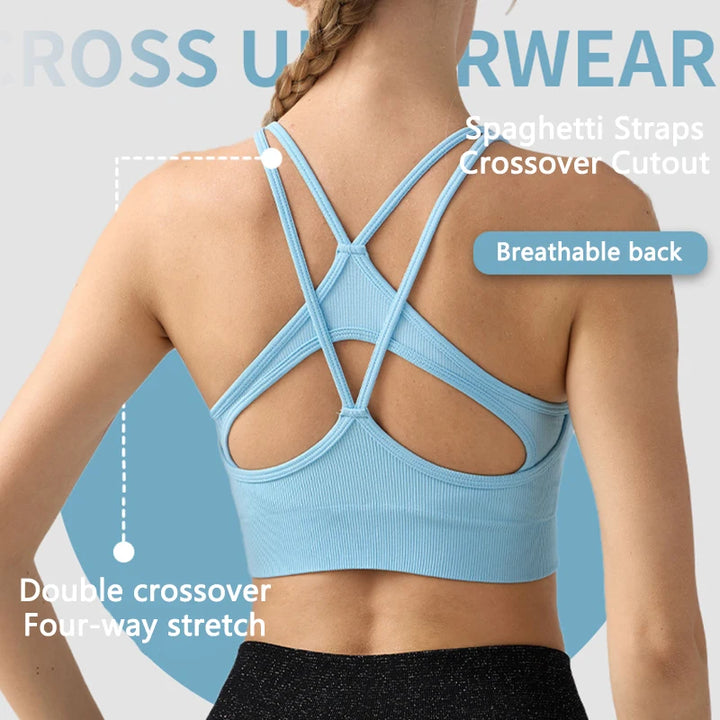 Fitness Sports Underwear Cross Back Non-slip Straps Anti-sagging Three-dimensional Breast Pads Body Shaping Yoga Exercise