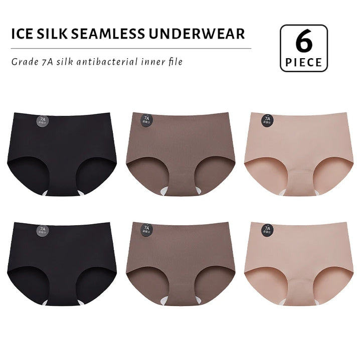 FallSweet 6PCS/Set Women Seamless Silk Panties Ultral Thin High Elastic Underwear Soft Breathable Sexy Female Lingerie Briefs