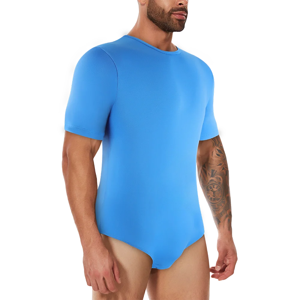 Mens Short Sleeve Full Body Shaper Bodysuit Tummy Control Romper Pajamas Waist Trainer Slimming Shapewear Underwear Undershirts