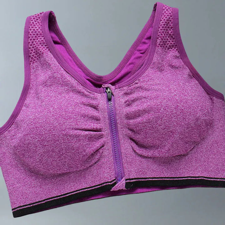 Front Zipper Sport Bra Gym top Breathable Brassiere Yoga Workout Running Vest Women's Underwear Shockproof Running Fitness Bra