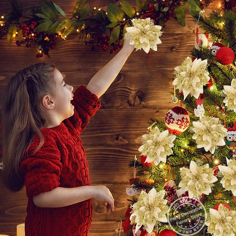 Artificial Glitter Christmas Flowers