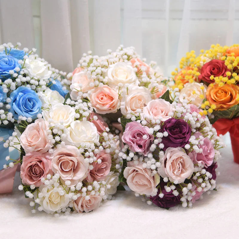 Bridal Bridesmaid Silk Peony Rose Bouquet
