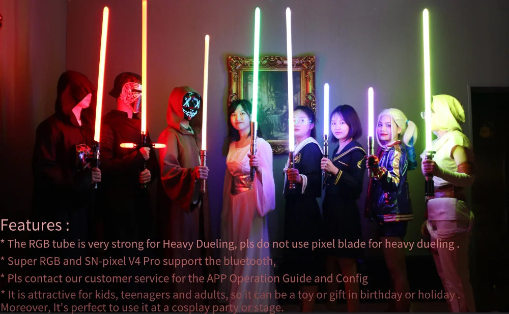 TXQSABER Neo Pixel Heavy Dueling RGB Lightsaber Metal Hilt Smooth Swing Christmas Cosplay Jedi Luminous Laser Swords Kids Toys