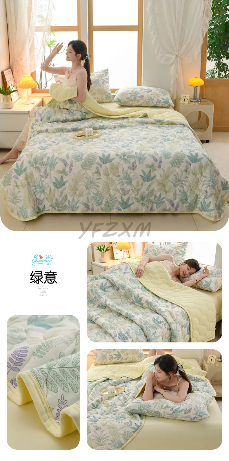 New Florals Spring Summer Blanket for Single Double Soft Skin-friendly Quilt Breathable Comfortable Air Conditioning Comforter