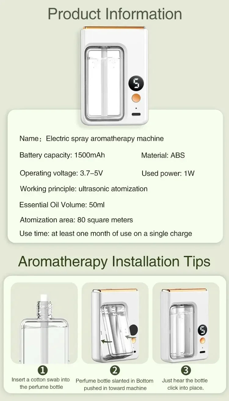 Mini Aromatherapy Machine Home Essential Oil Diffuser Multi Functional Adjustable Car Aromatherapy Fresh Air Deodorization