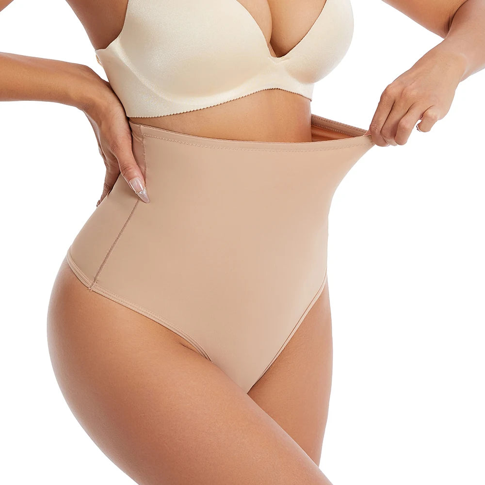 Women Thong Shapewear High Waist Body Shaper Tummy Control Stretch Black Sexy Slimming Underwear Smooth Body Nude T-Back Brief