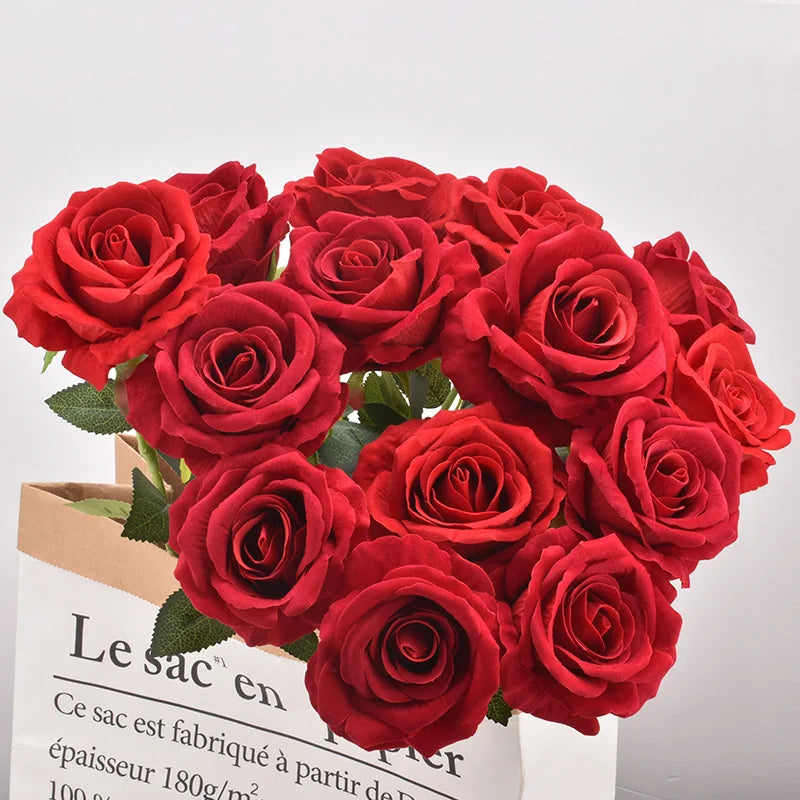 Artificial Red Rose Flower Branches
