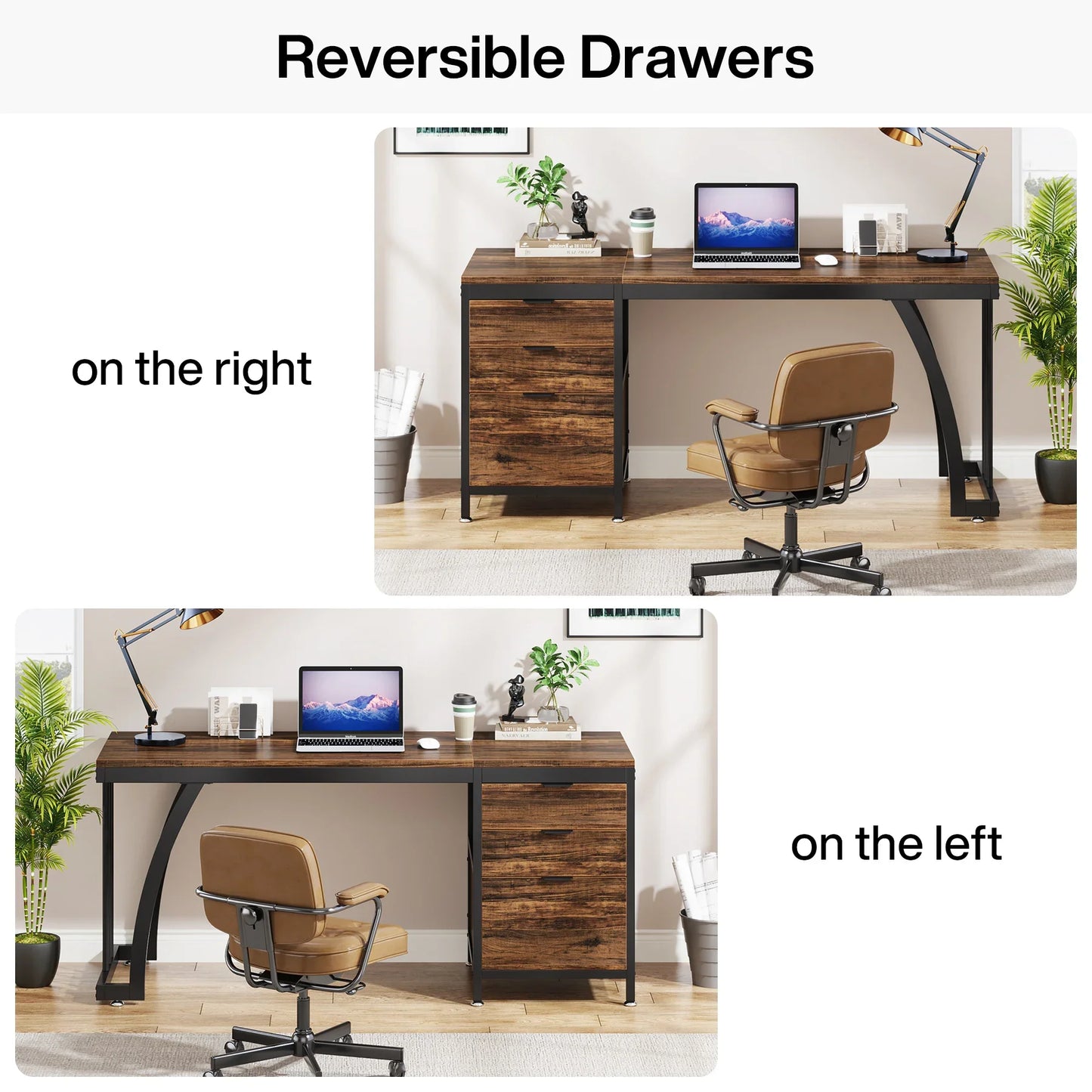 59 Inch Office Desk with Drawers