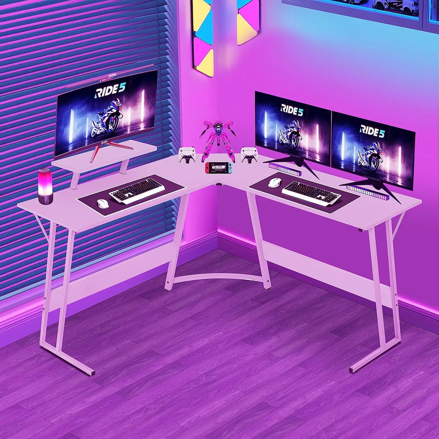 L Shaped Gaming Desk 50 Inch Corner Computer Desk, Home Office Desk with Large Tabletop Gaming Table, Black