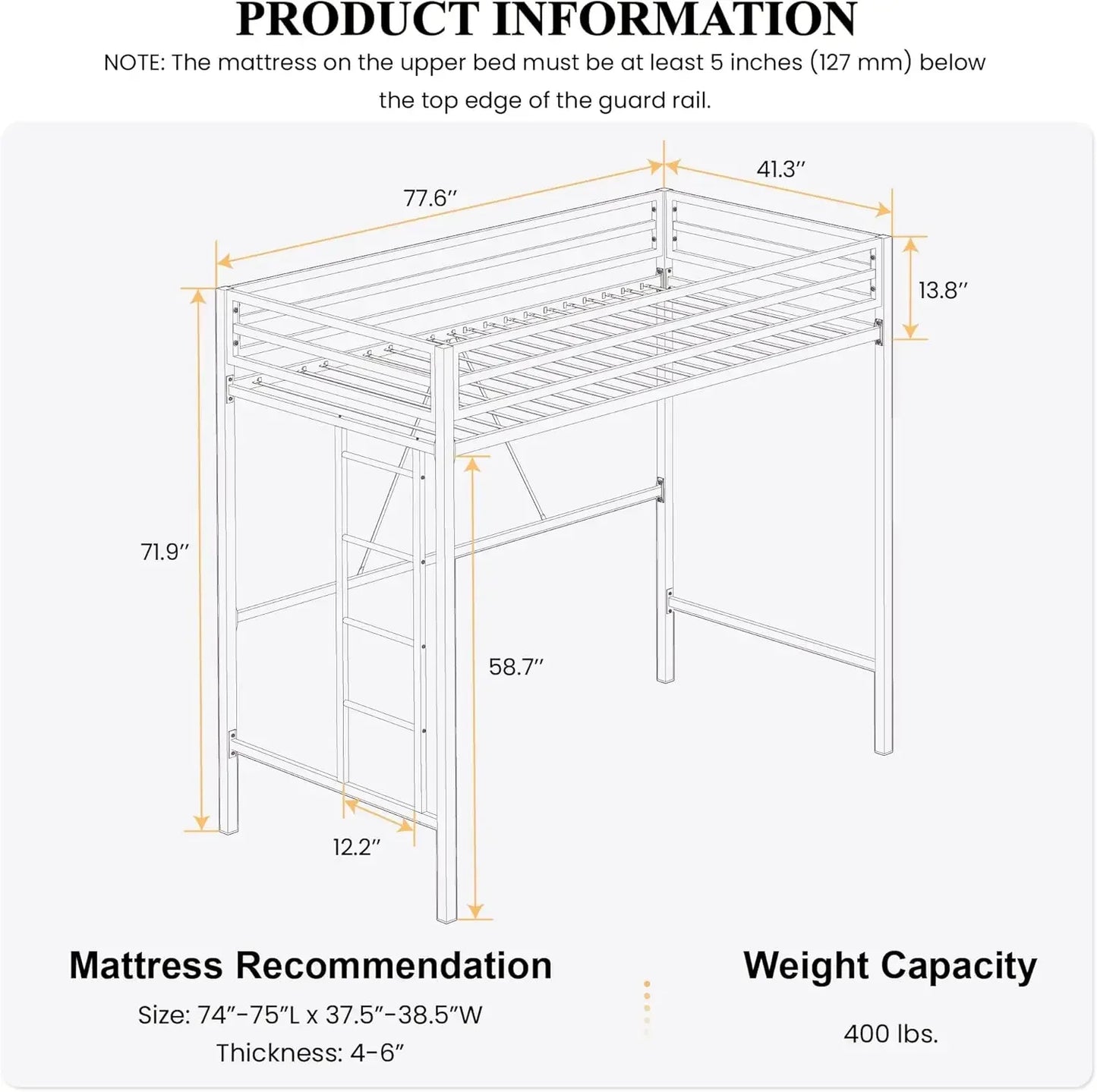 Twin Loft Bed with Desk