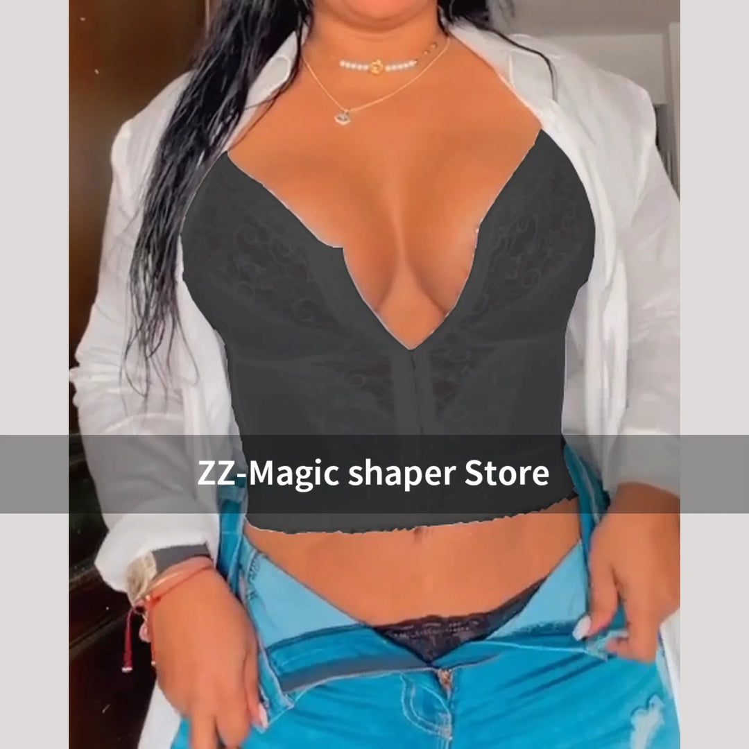 Longline Wireless Expandable Cup Bra Tummy Control Underwear Corset Waist Trainer Sexy Body Shape Push Up Breathable Lingerie