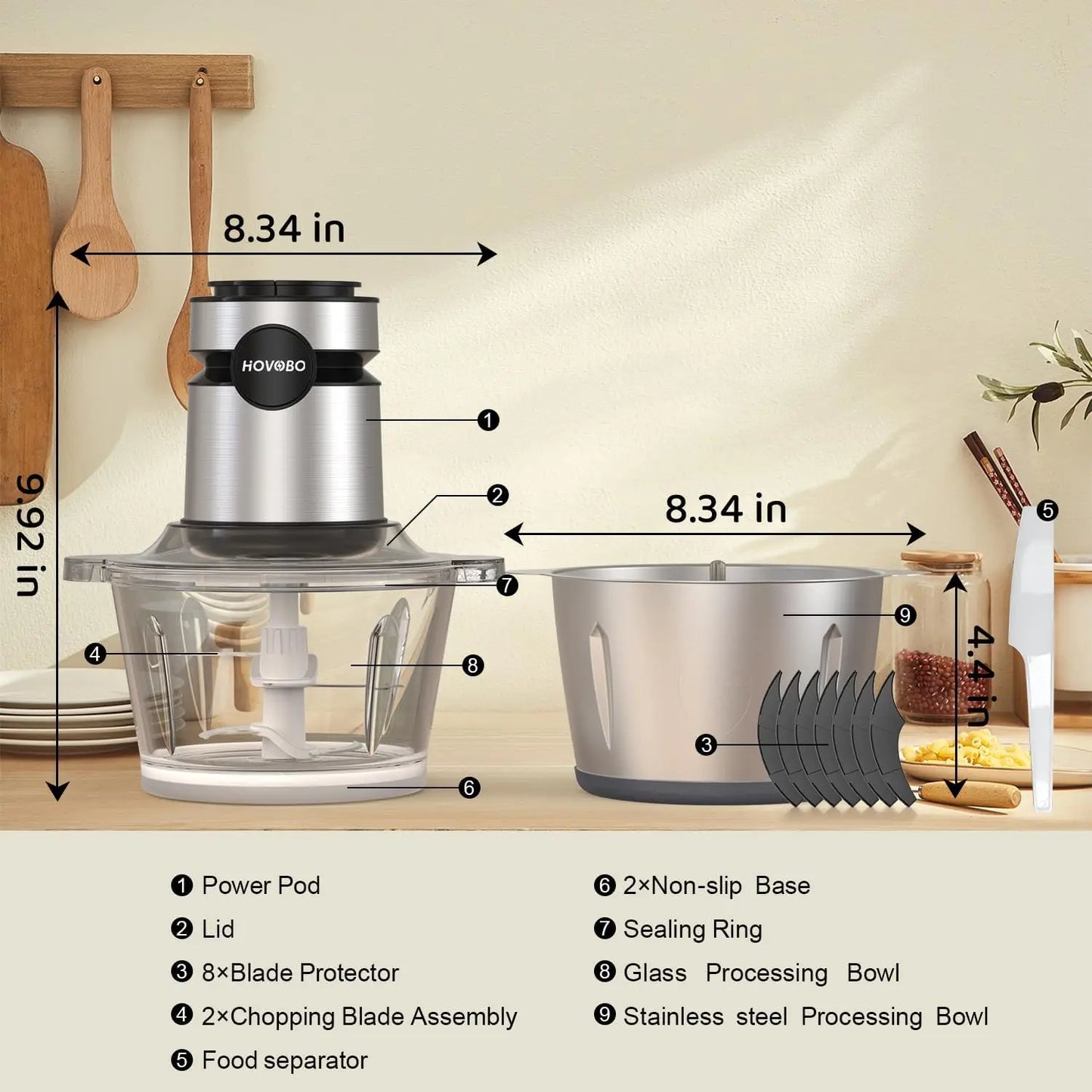 2 Speeds 500W Electric Food Processor 2L Meat Grinder Mincer kitchen Blender Food Processor Slicer Vegetable Food Chopper Meat