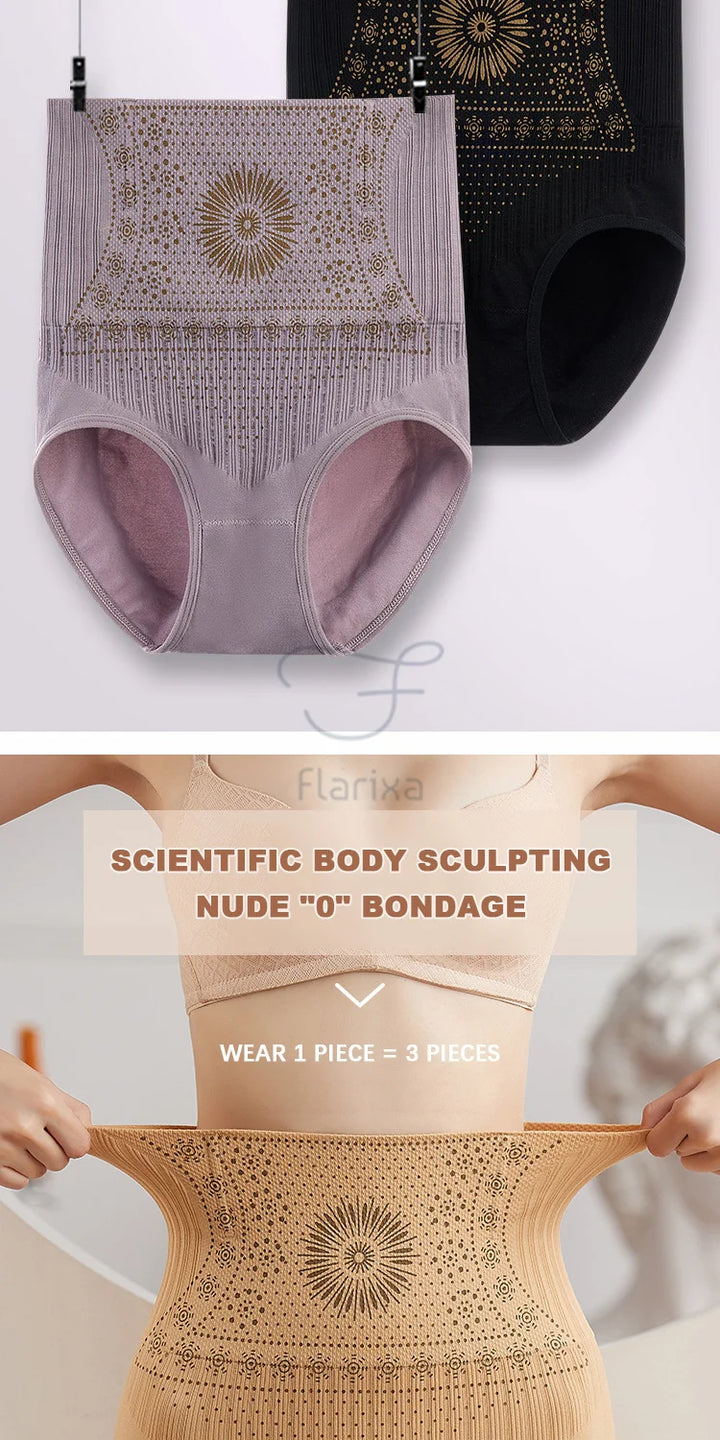 Flarixa High Waist Seamless Shaping Briefs Slimming Panties Women Faja Postpartum Abdominal Pants Body Shaper Underwear Slimmer