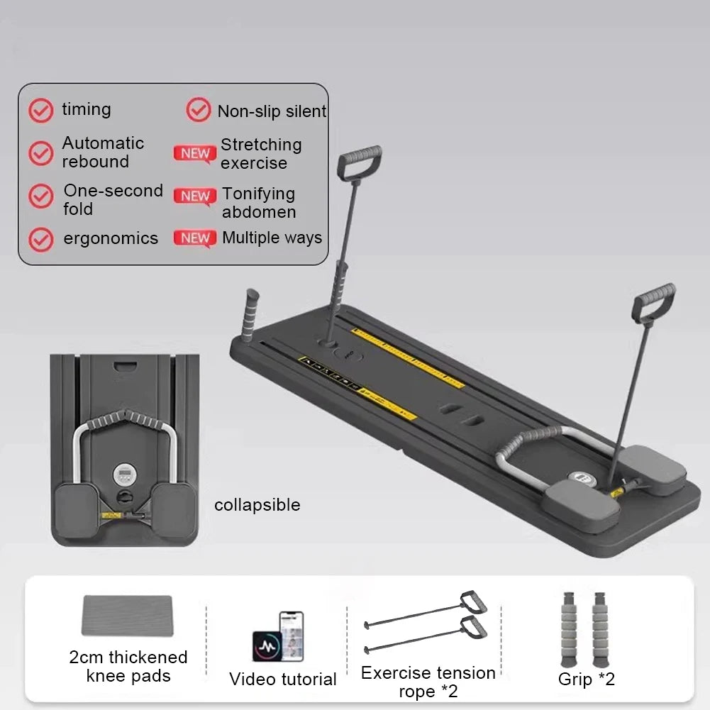 Abdominal Exercise Board with Timer Fitness Board Push-up Bar Leg & Arm Training Multifunctional Pilates Reformer Set Equipment