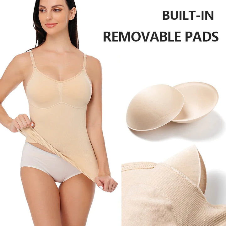 Body Shaper Soft New Slimming Tank Removable Pad Cami Tank Top Comfortable Plus Size Women Shapewear Padded Vest Dropship