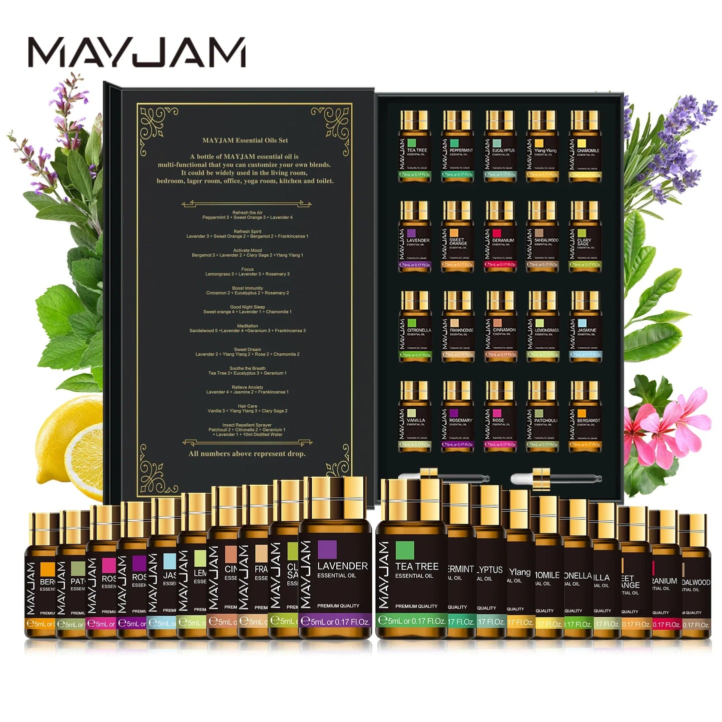 MAYJAM 20pcs Pure Essential Oils Gift Set โ Unisex