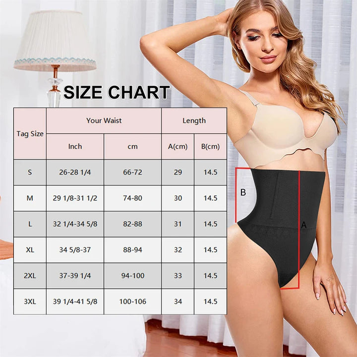 High Waist Body Shaper Thongs Shapewear for Women Panties Tummy Control Slimming New Underwear Nude Black T-Back Brief