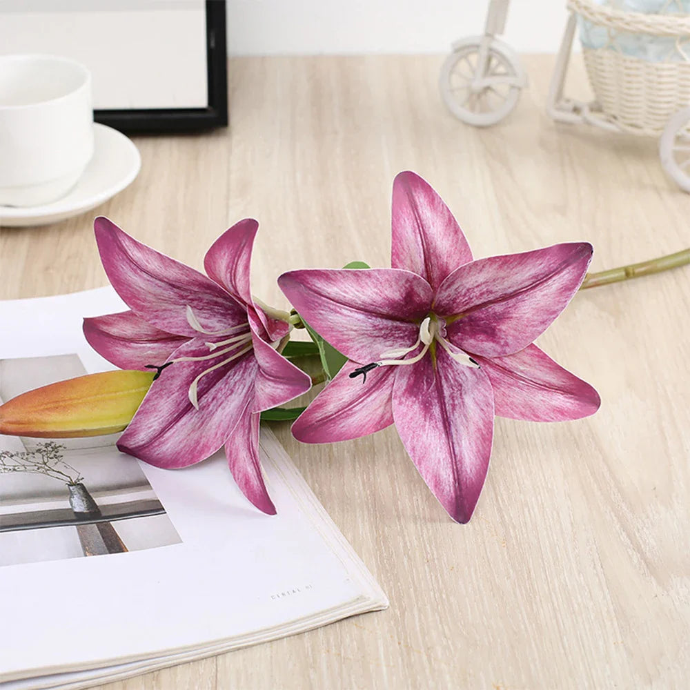 Realistic 3D Printed Lily Branch Flowers