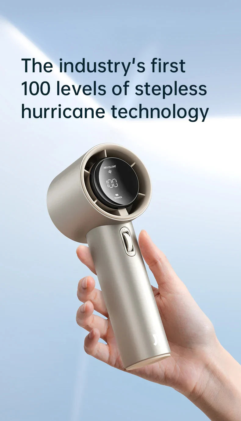 JISULIFE Mini Portable Hand Fan, 100 Wind Speeds, 5000mAh USB Battery Rechargeable, LED Digital Display, Travel,Camping,Outdoor