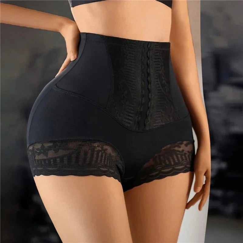 Women High Waist Control Panties Seamless Shapewear Briefs With Lace Slimming Shorts Flat Belly Shaping Postpartum Underwear