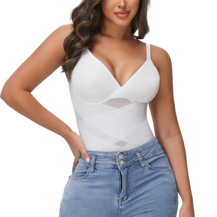 Cross Waist Bodysuit Sexy Women Briefs Shapewear with Film Coaster Mesh Breathable Suspender Top Tummy Control Ladies Underwear