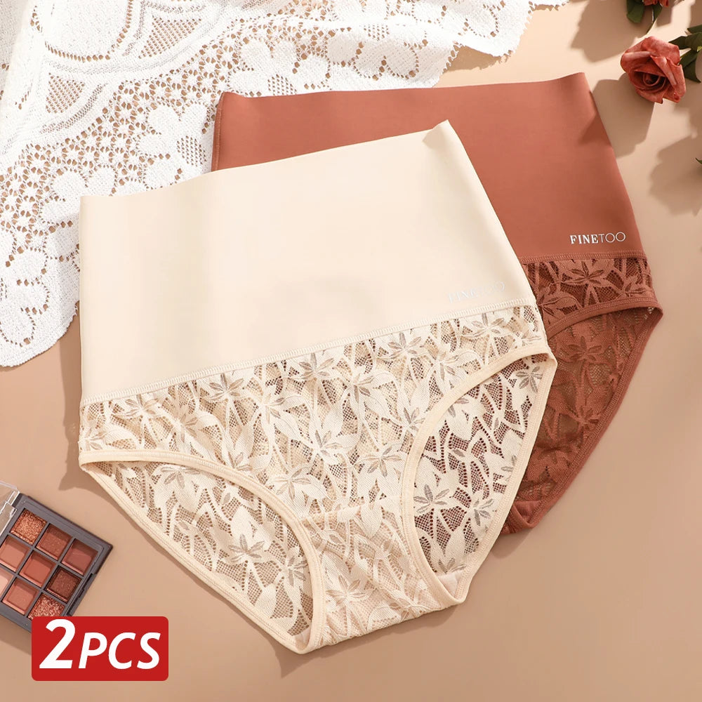 2PCS/Set Women High Waist Shapewear Panties Seamless Slimming Briefs Female Butt Lifter Tummy Underwear Hollow Breathable Panty