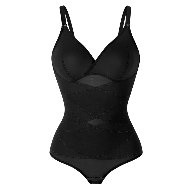 Cross Waist Bodysuit Sexy Women Briefs Shapewear with Film Coaster Mesh Breathable Suspender Top Tummy Control Ladies Underwear