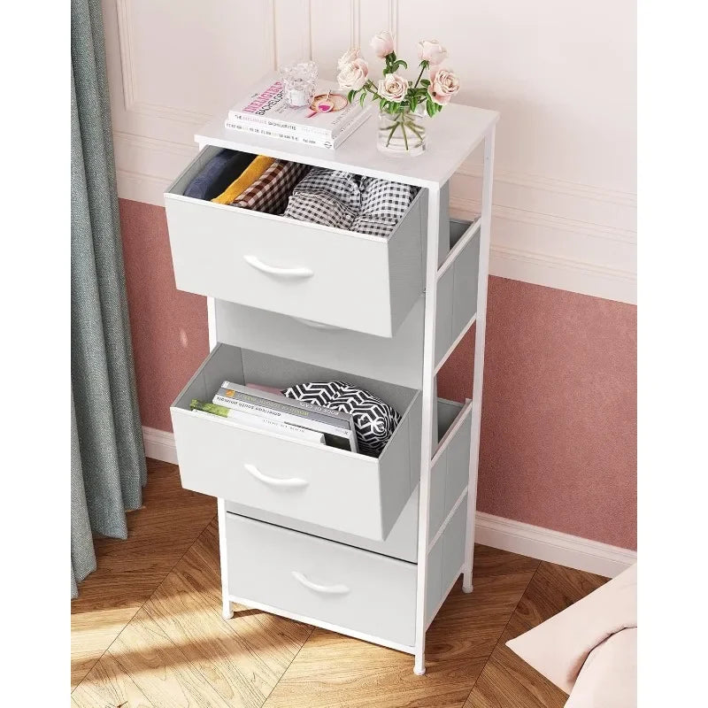 Tall Vertical Dresser with Fabric Bins
