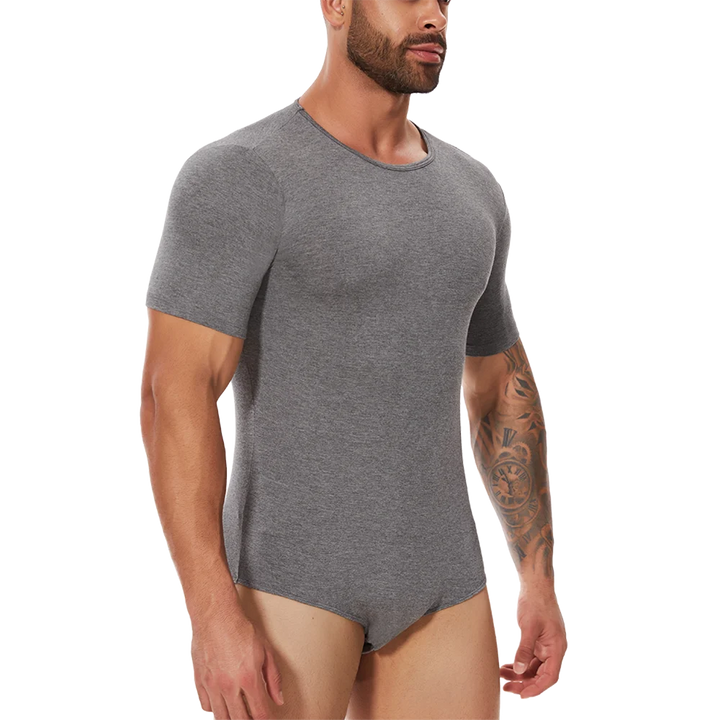 Mens Short Sleeve Full Body Shaper Bodysuit Tummy Control Romper Pajamas Waist Trainer Slimming Shapewear Underwear Undershirts