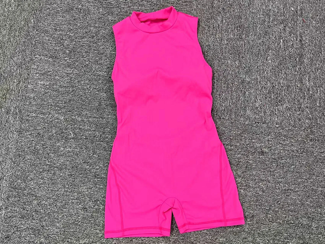 Women Sexy V Back Scrunch Sports Jumpsuit Women Gym Bodysuits Backless Workout One-Piece Suit Sportswear Fitness Short Rompers