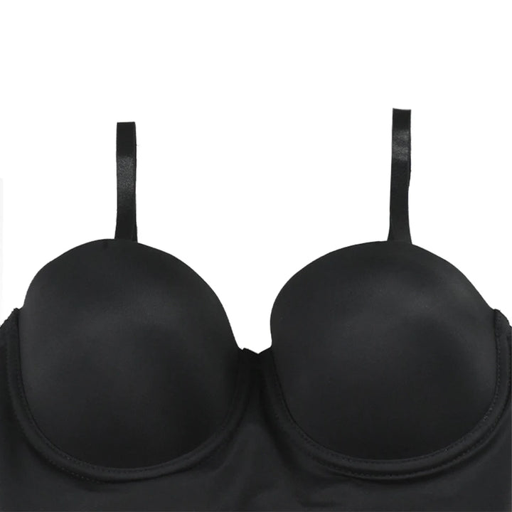 Slimming Full Length Shapewear Slips Nude Straight Tube Dress Body Shaper Women Skinny Under Dresses Underwire Cup Black