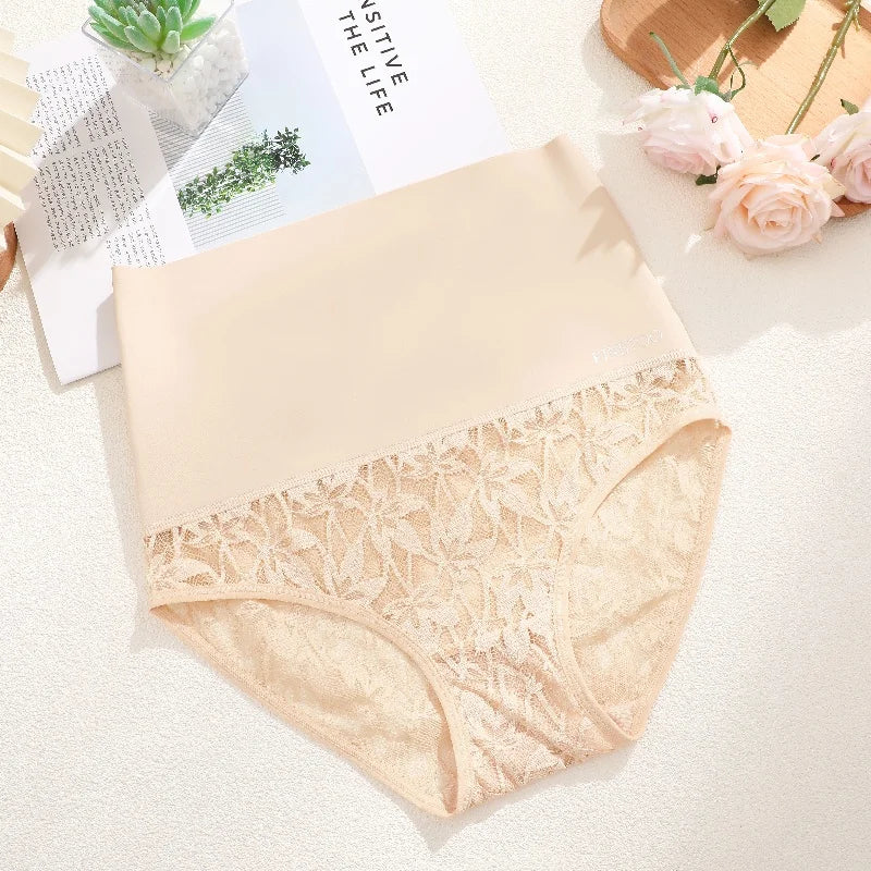 2PCS/Set Women High Waist Shapewear Panties Seamless Slimming Briefs Female Butt Lifter Tummy Underwear Hollow Breathable Panty