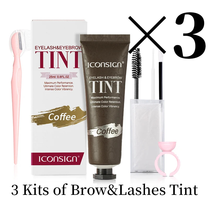 ICONSIGN Lashes Eyebrow Tint Kit Professional Fast Perming Dye Brow Mascara Tattoo Cream Waterproof Long Lasting 60 to 90 Days