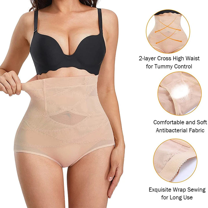 High Waisted Body Shaper X-shaped Girdles Tummy Control Shapewear Panties Slimming Waist Trainer Butt Lifter Underwear Shapers