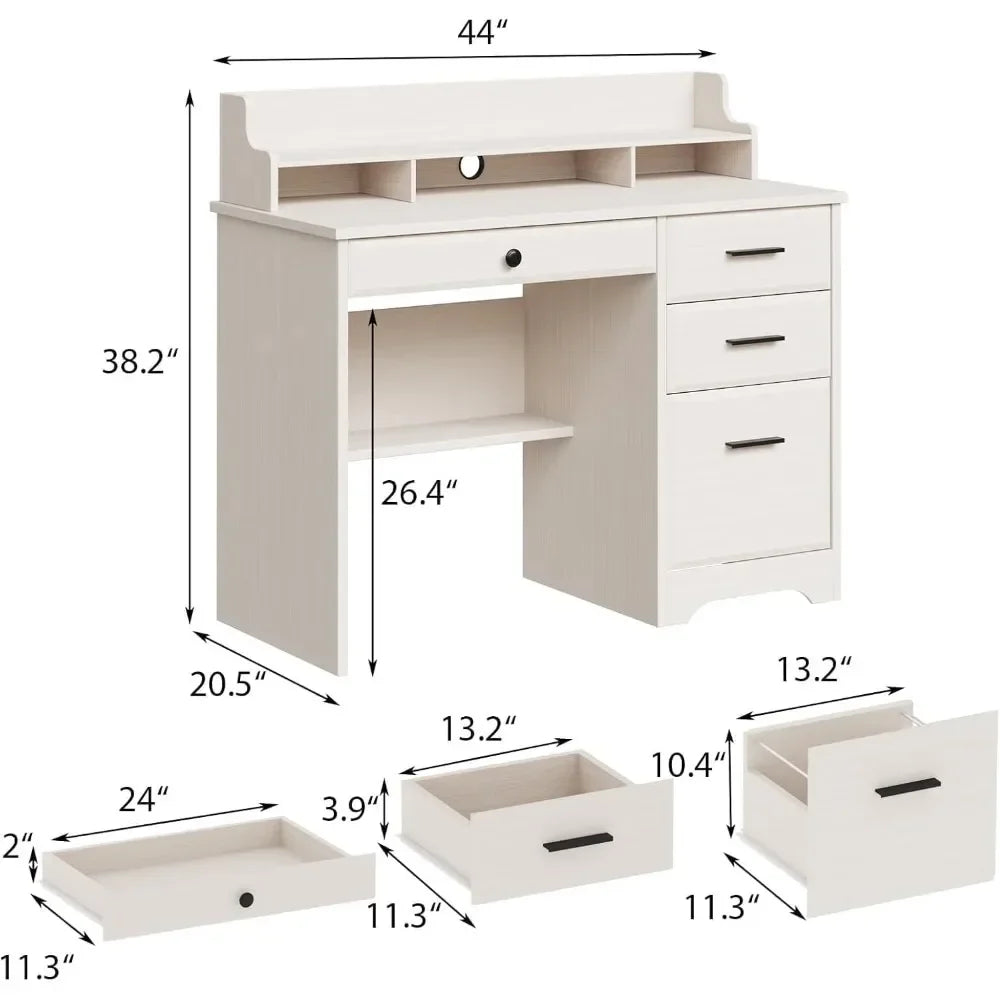 44" Home Office Desk with Storage