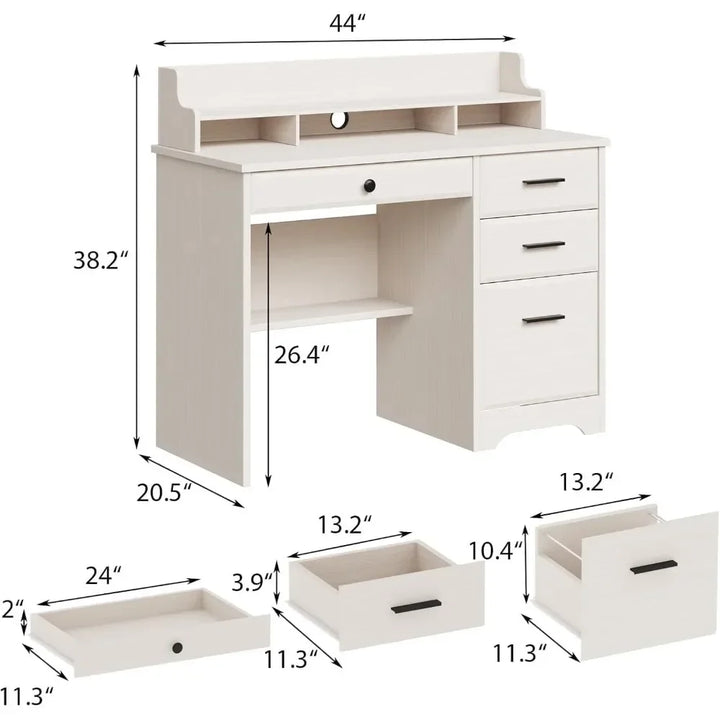 44" Home Office Desk with Storage