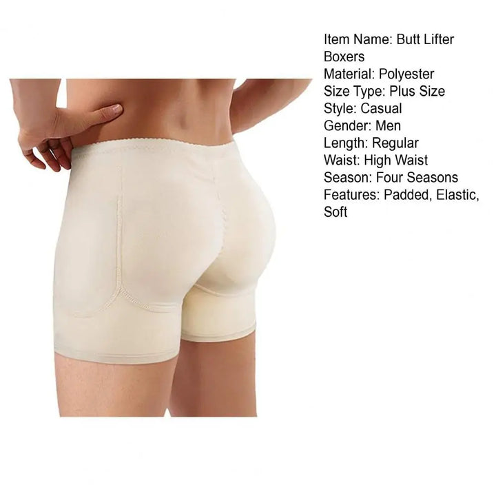 Sexy Fake Butt Padded Boxers Men Underpants Pad Filling Shapewear Thick Butt Lifted Natural Men Boxers Underwear Butt Lifter