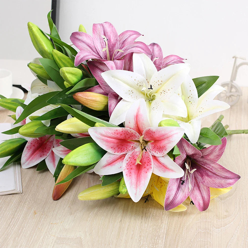 Realistic 3D Printed Lily Branch Flowers