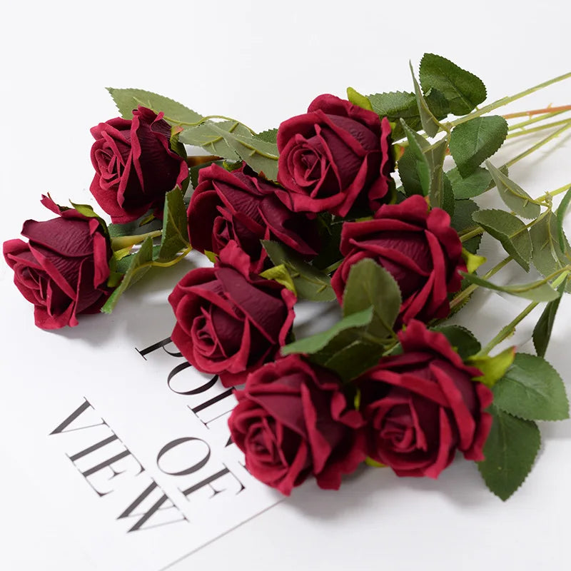 Artificial Red Rose Flower Branches